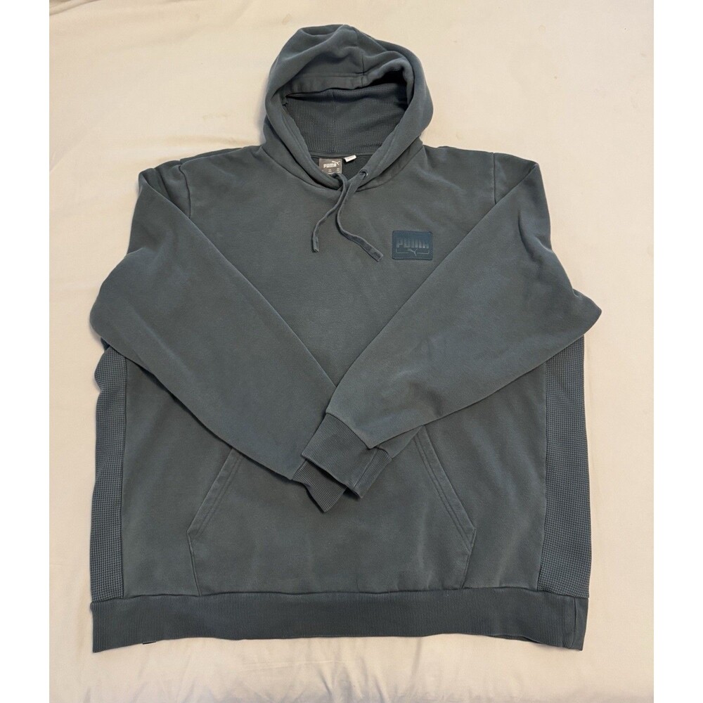 PUMA Men's 2XL Green Fleece Pullover Hoodie Hood, Pockets